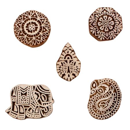 Set of 5 Piece New Mix Wooden Printing Blocks